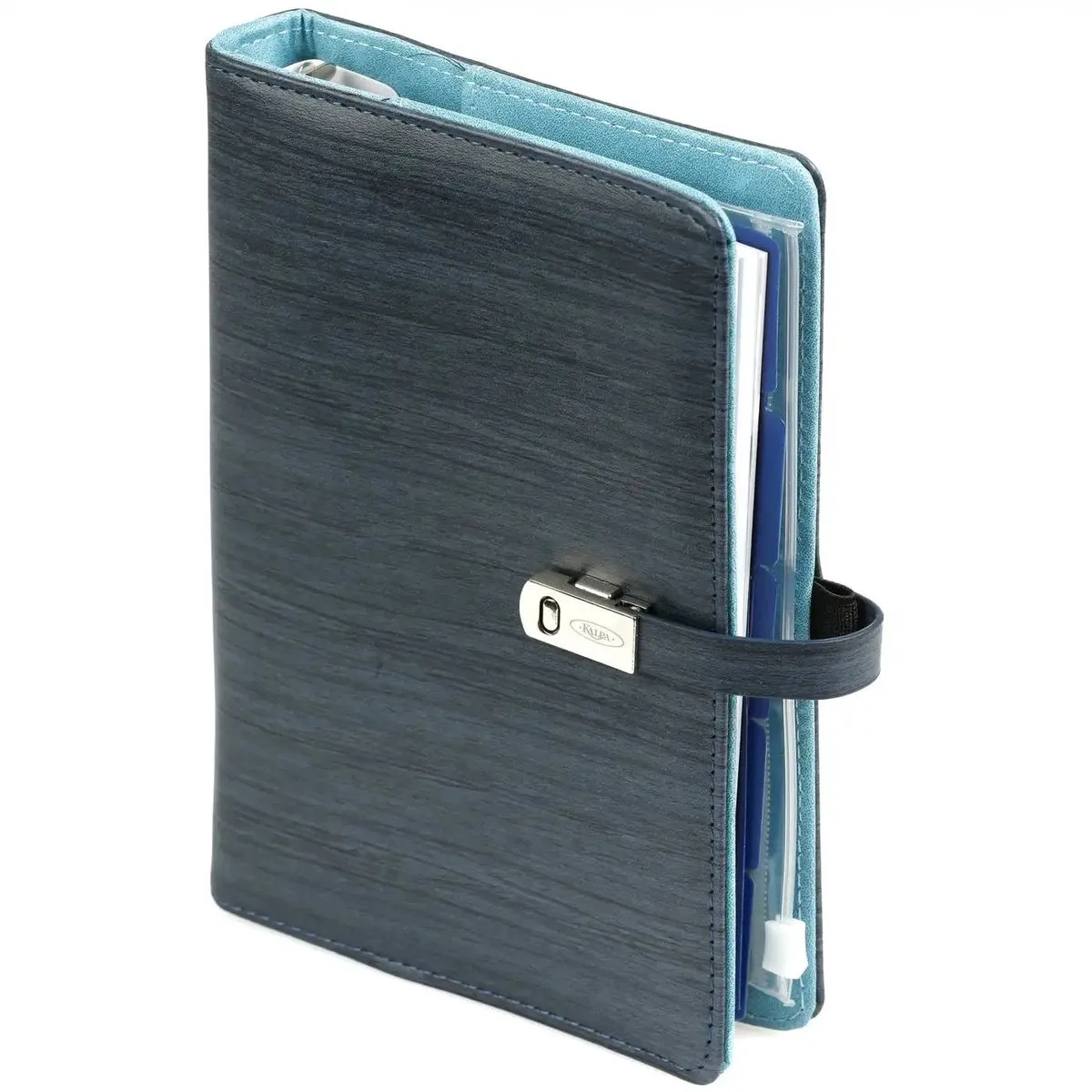 1111-73 Natuur marineblauw Personal Agendaplanner Organizer 1 week per 2 paginas 2026-2027-2028 van Kalpa in Natuur blauw – productfoto