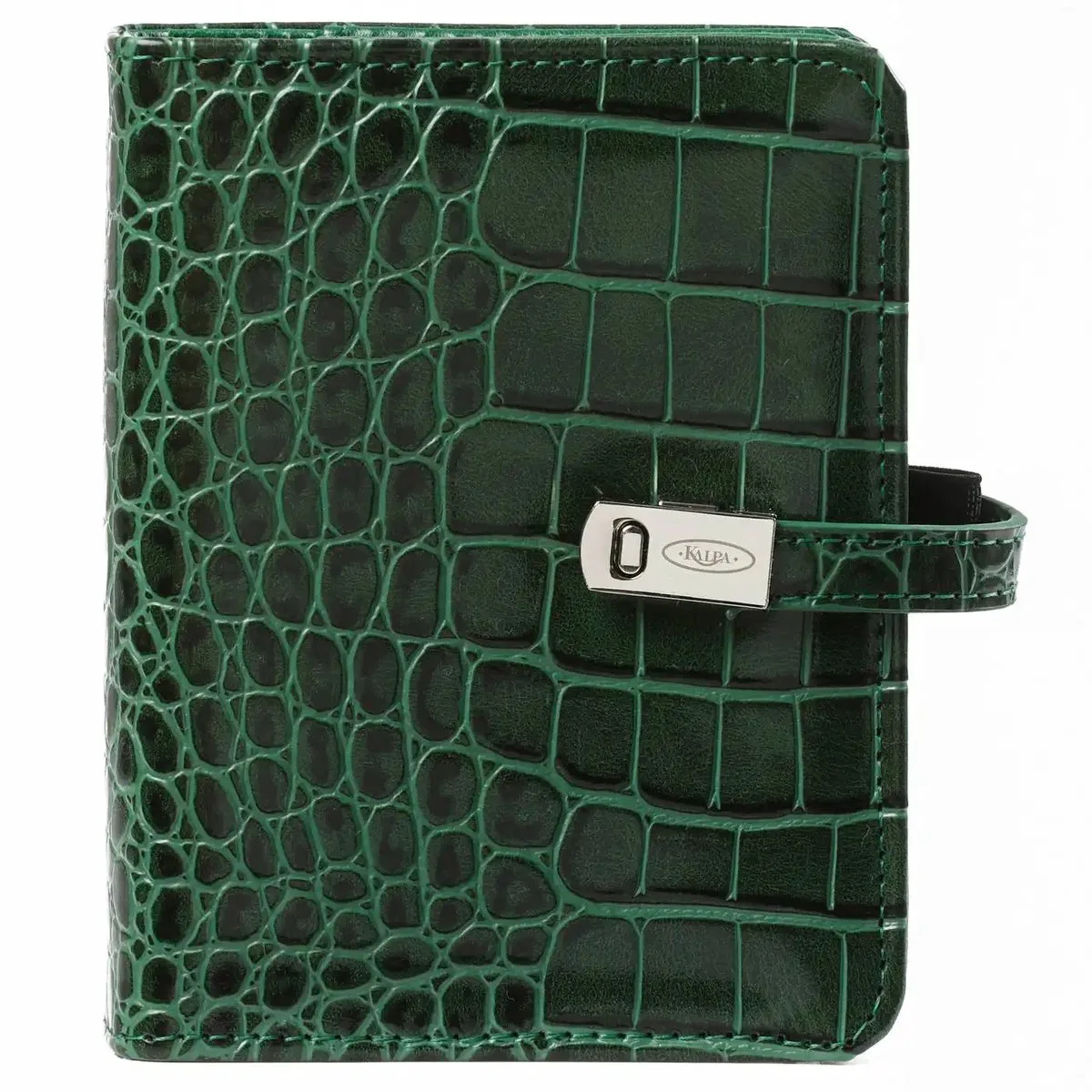 1311-09 hervulbare Pocket Ringband Organizer Croco Bos Groen 1 week per 2 paginas 2026-2027-2028 von Kalpa in Croco Bosgroen – Produktfoto