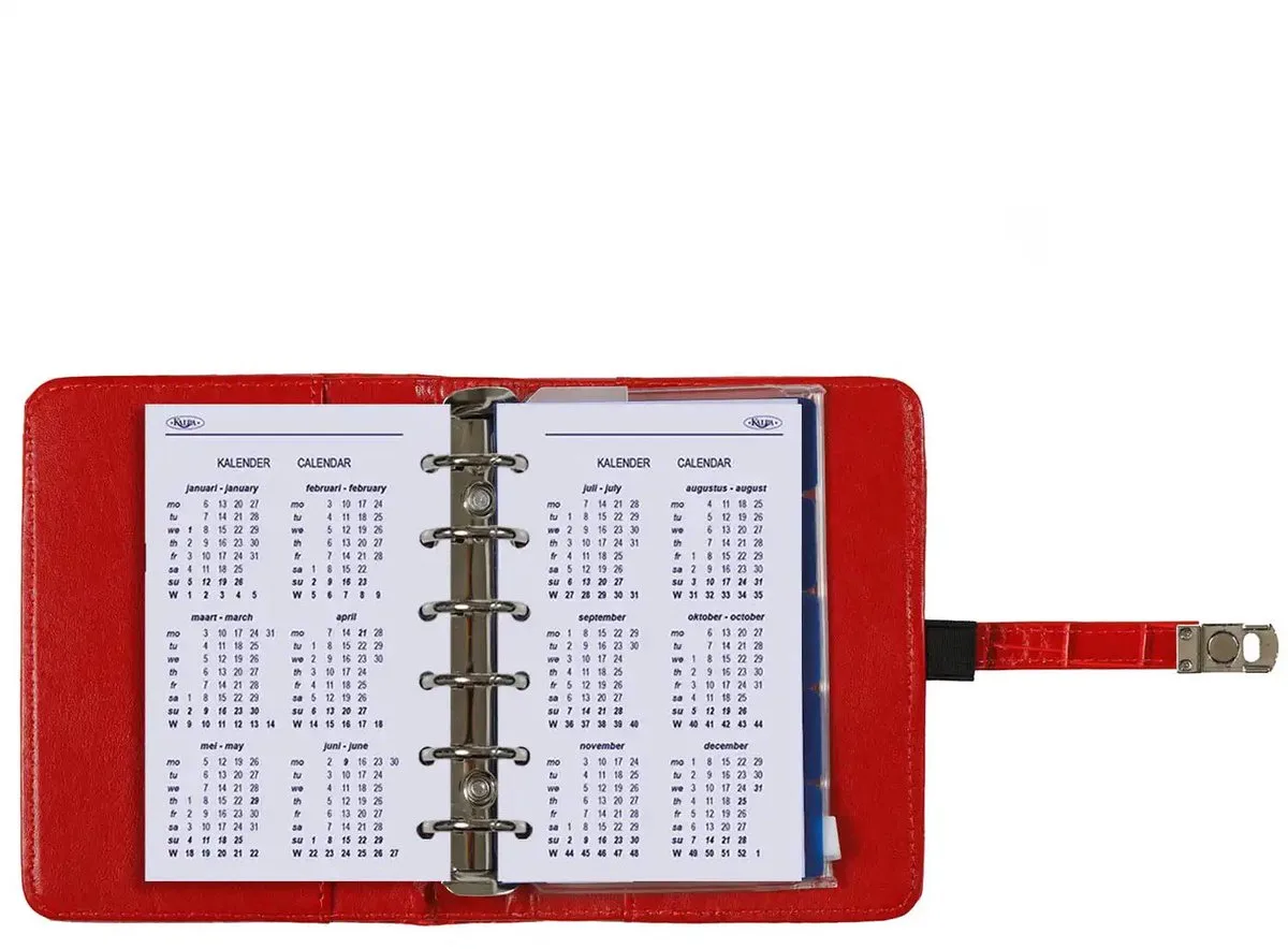 1311-11 hervulbare Pocket Ringband Planner Organizer 1 week per 2 paginas 2026-2027-2028 fra Kalpa i Croco Rood – produktbillede