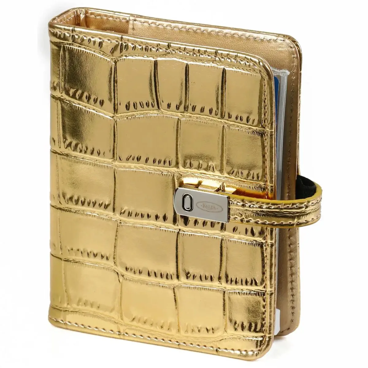 1311-14 hervulbare Pocket Ringband Agendaplanner 1 week per 2 paginas 2026-2027-2028 de Kalpa en Croco Goud – photo produit