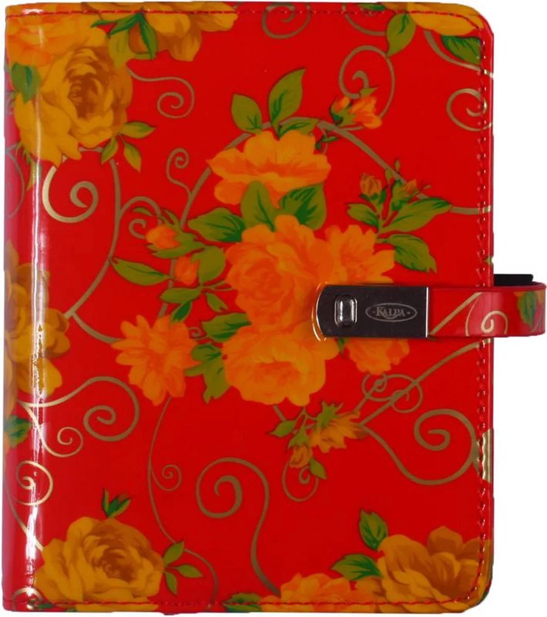 1311-46 Pocket organizer – rode rozenprint, kunstleer 1 week per 2 paginas 2026-2027-2028 fra Kalpa i Romantic flower – produktbillede