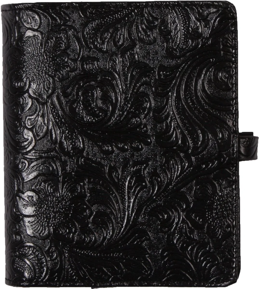 1311-47 Pocket organizer – met bloemenreliëf, kunstleer 1 week per 2 paginas 2026-2027-2028 fra Kalpa i Flower garden zwart – produktbillede