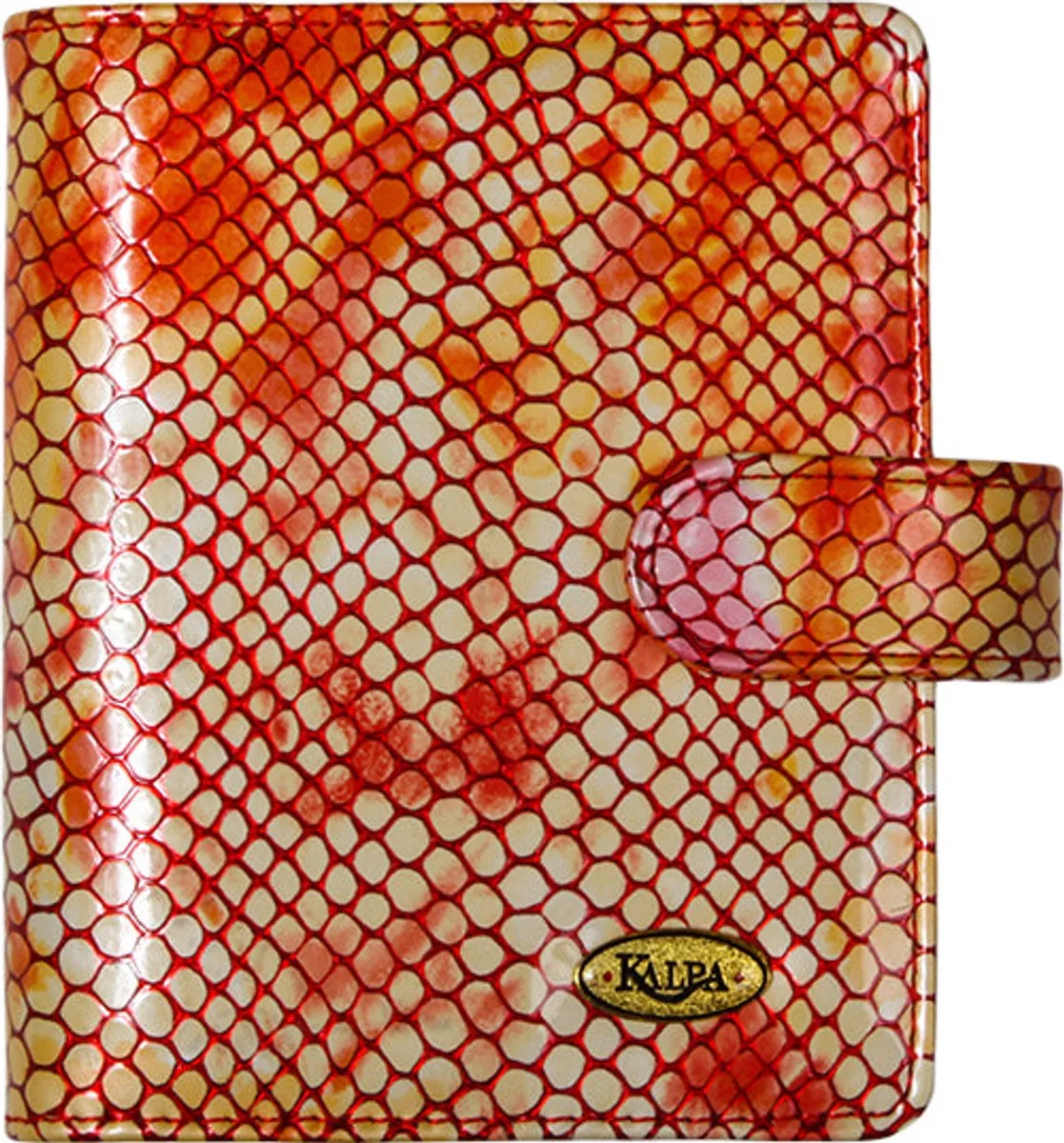 1311-88 Pocket organizer – geel-rode slangenprint, kunstleer 1 week per 2 paginas 2026-2027-2028 von Kalpa in Slang geel burgundy rood – Produktfoto