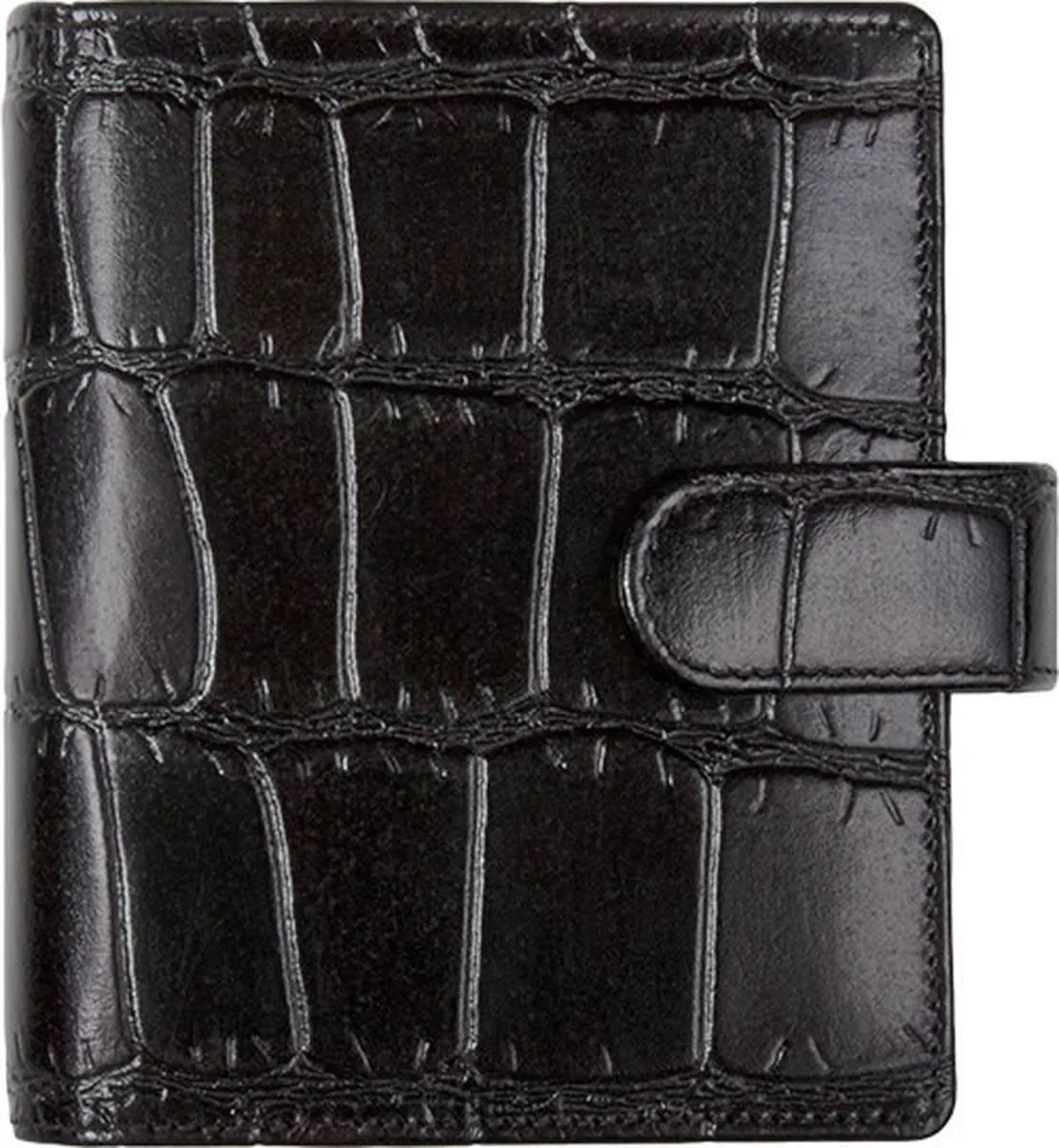 1311-Cy Pocket organizer – zwart leer met krokoprint 1 week per 2 paginas 2026-2027-2028 de Kalpa en Crocoprint zwart – photo produit