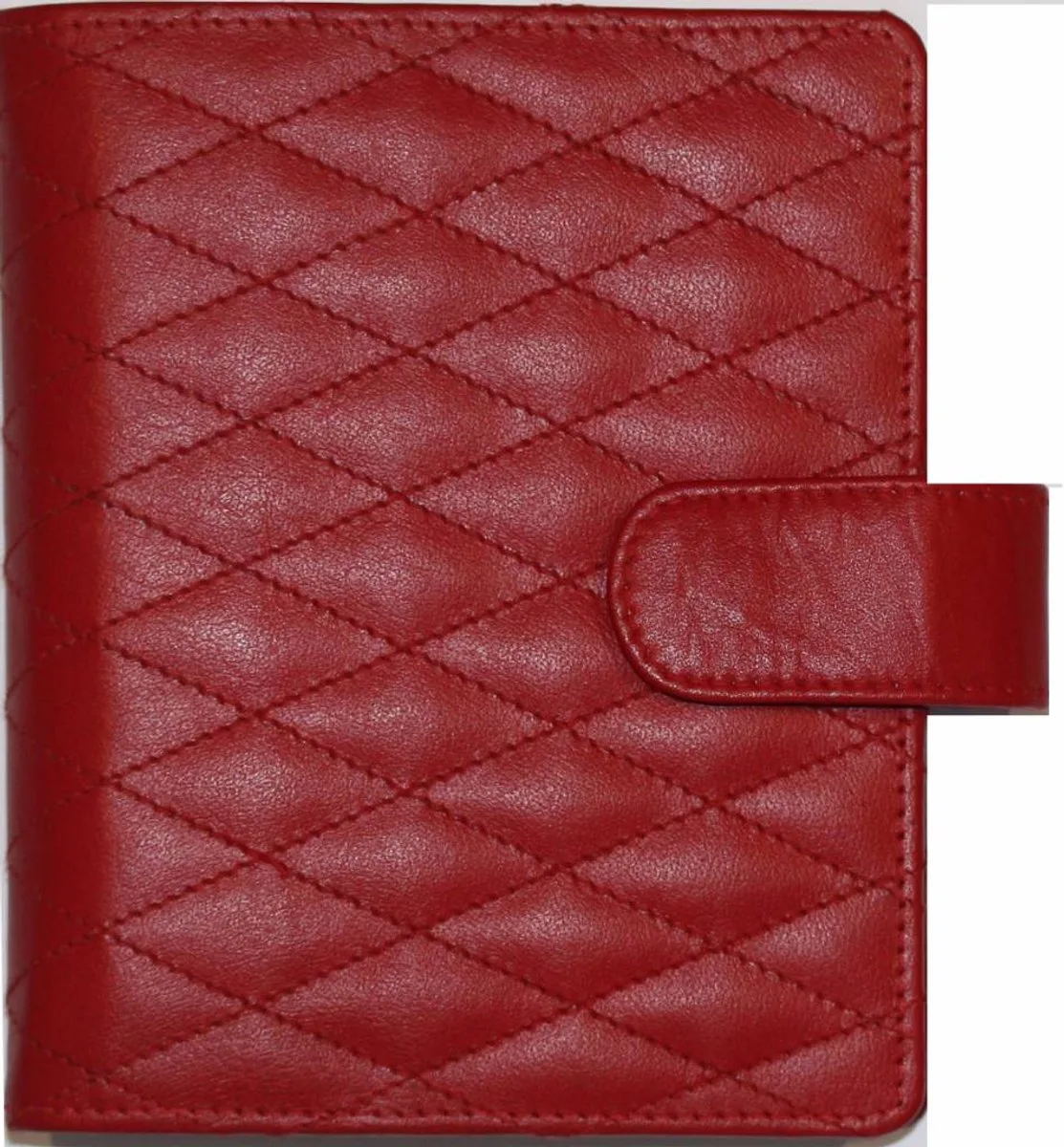 1311-Rg Pocket organizer – leer met ruitstiksel 1 week per 2 paginas 2026-2027-2028 von Kalpa in Rot – Produktfoto