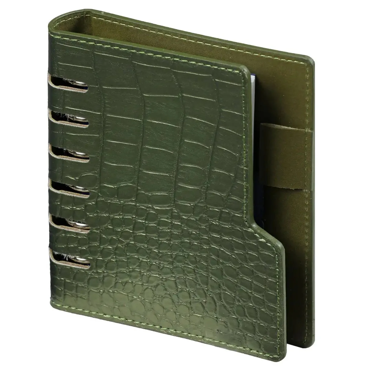 1316-66 hervulbare Pocket 6 Ringband Agenda glans Croco Groen 1 week per 2 paginas 2026-2027-2028 de Kalpa en Blanc – photo produit