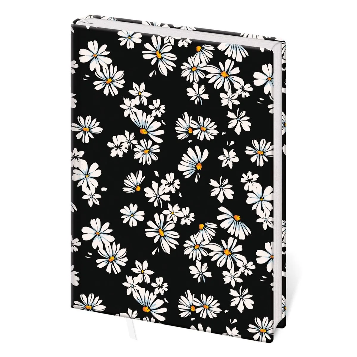 BV475-2 zwart notitieboekje Bloemen van Kalpa in Wit – productfoto