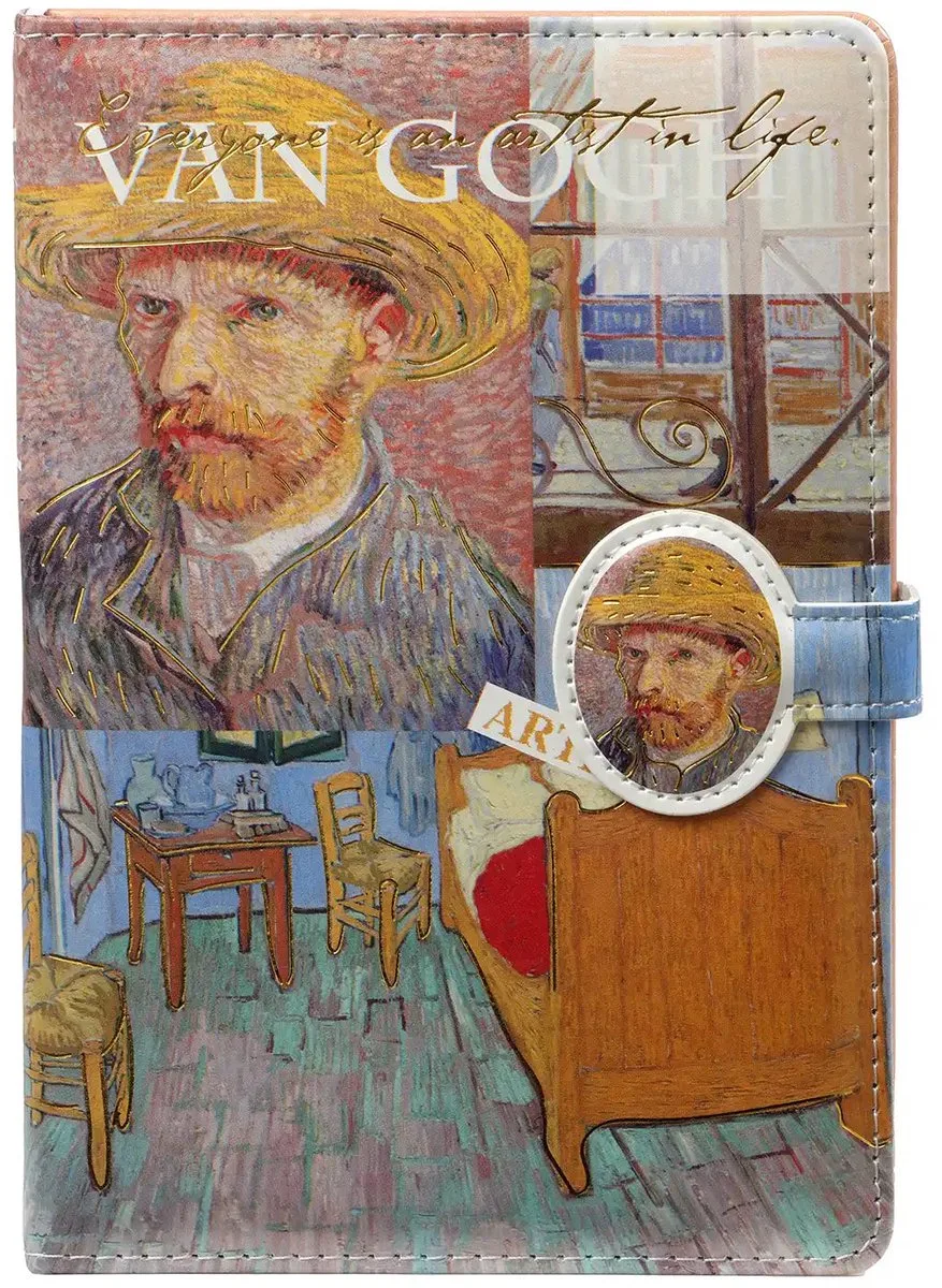 D6311-1 een Gogh-kunst notitieboek – Zelfportret en de slaapkamer (Rose-editie) van Kalpa in Wit – productfoto