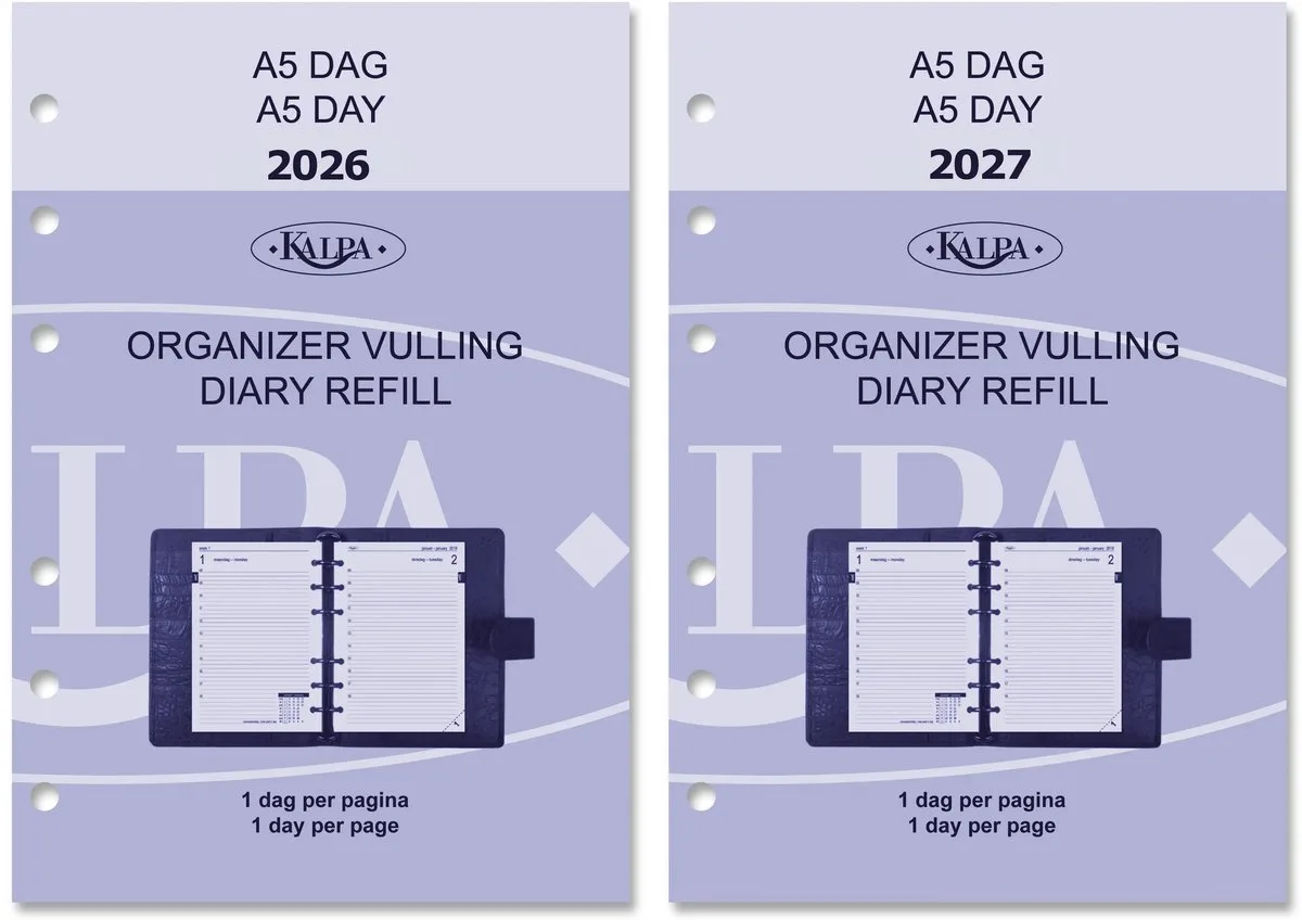 Kalpa 6201-26-27 210 x 144 mm 2026 en 2027 A5 Planner Vulling NL EN by Kalpa in White – product photo