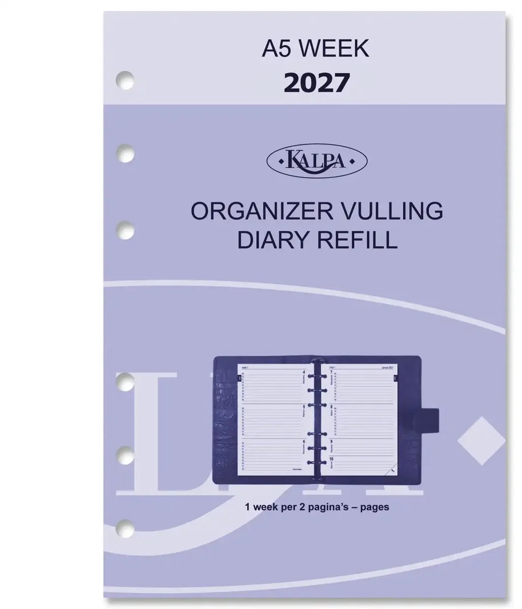 Kalpa 6207-27 210 x 144 mm A5 Agenda Organizer Vulling NL en EN 2027 by Kalpa in White – product photo