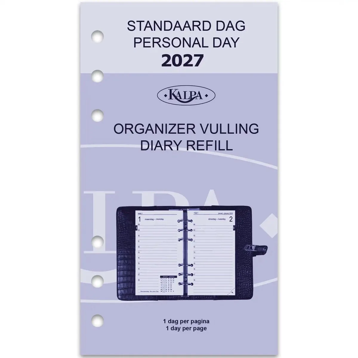 Kalpa 6211-27 170 x 95 mm Personal Dagboek Vulling 1 Dag per Pagina NL EN 2027 fra Kalpa i Hvid – produktbillede