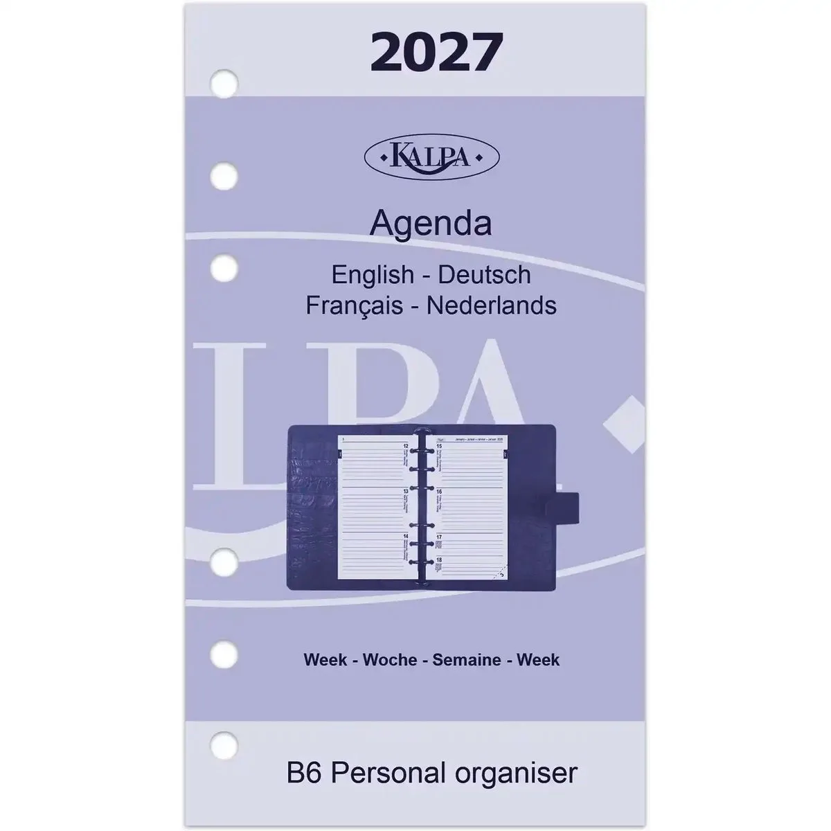 Kalpa 6216-27 170 x 95 mm Personal Agenda-invoegpapier EN DE FR NL 2027 van Kalpa in Wit – productfoto