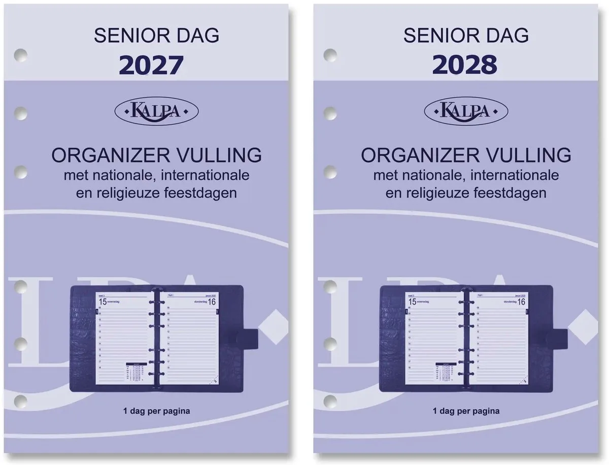 Kalpa 6221-27-28 150 x 95 mm Senior Agenda Vulling 1 Dag per Pagina NL 2027 2028 by Kalpa in White – product photo