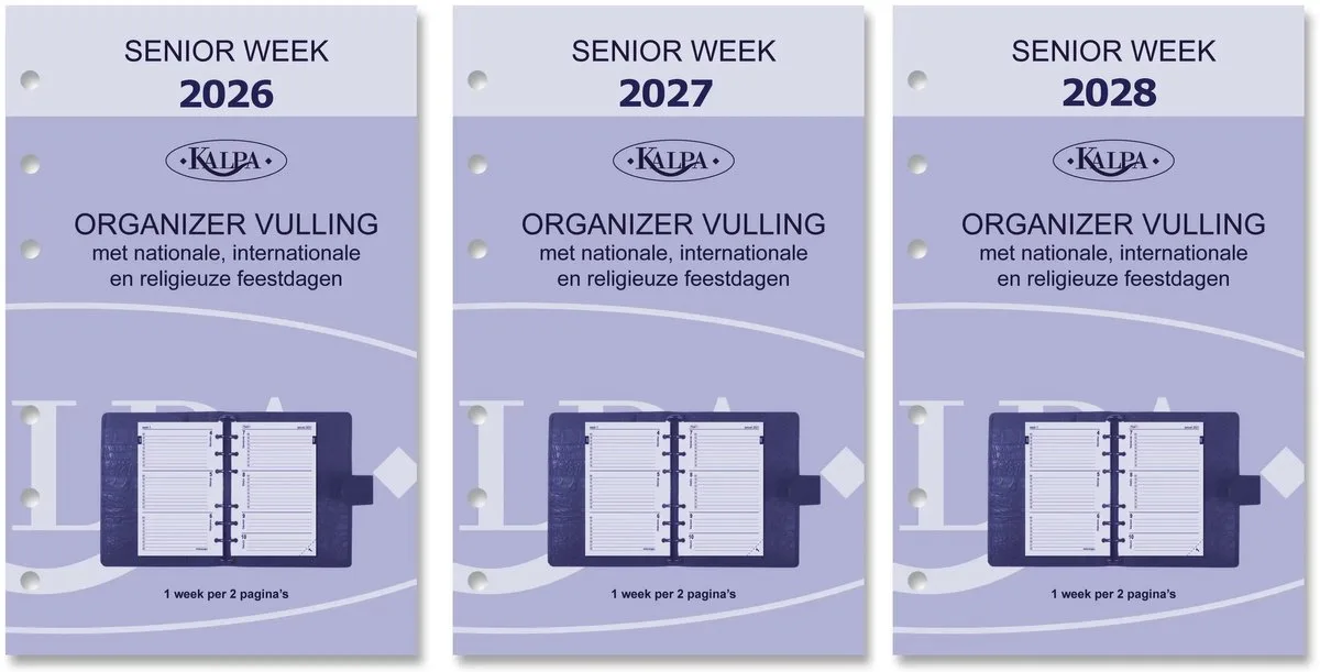 Kalpa 6227-26-27-28 150 x 95 mm Senior Agendaplanner Vulling 1 Week per 2 Paginas NL 2026 2027 2028 fra Kalpa i Hvid – produktbillede