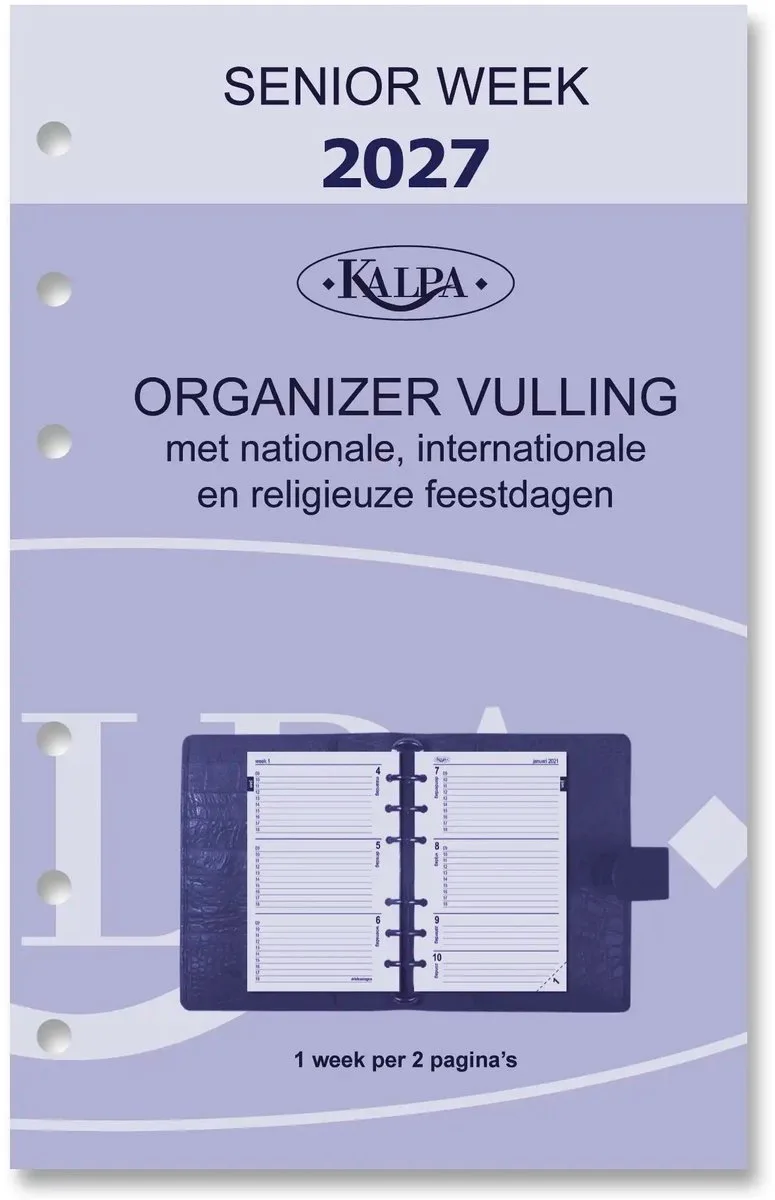 Kalpa 6227-27 150 x 95 mm Senior Agendaplanner Vulling 1 Week per 2 Paginas NL 2027 fra Kalpa i Hvid – produktbillede