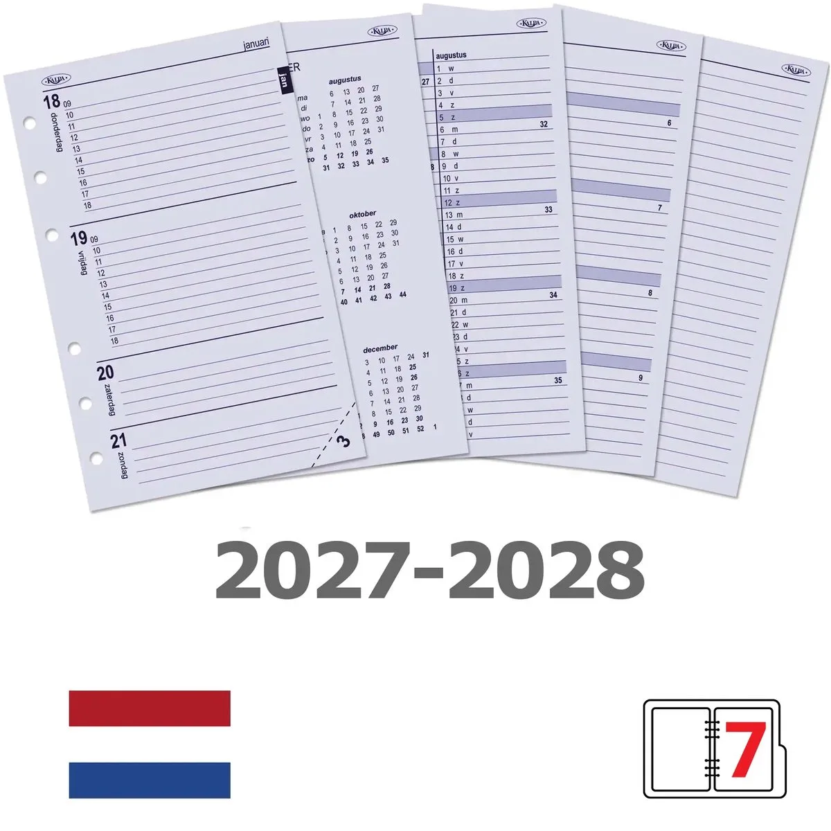 Kalpa 6227-27-28 150 x 95 mm Senior Agendaplanner Vulling 1 Week per 2 Paginas NL 2027 2028 fra Kalpa i Hvid – produktbillede