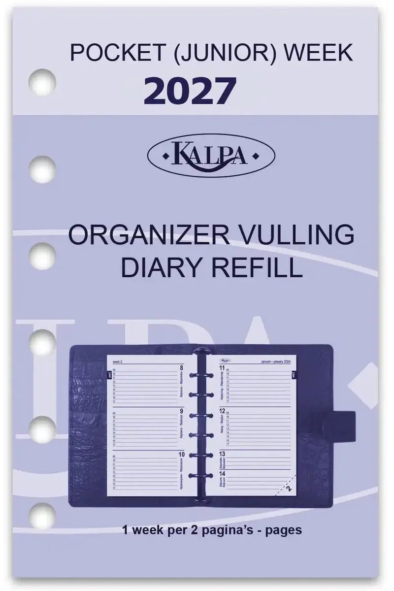 Kalpa 6237-27 125 x 80 mm Pocket Agendaplanner Vulling 1 Week per 2 Paginas NL EN 2027 by Kalpa in White – product photo