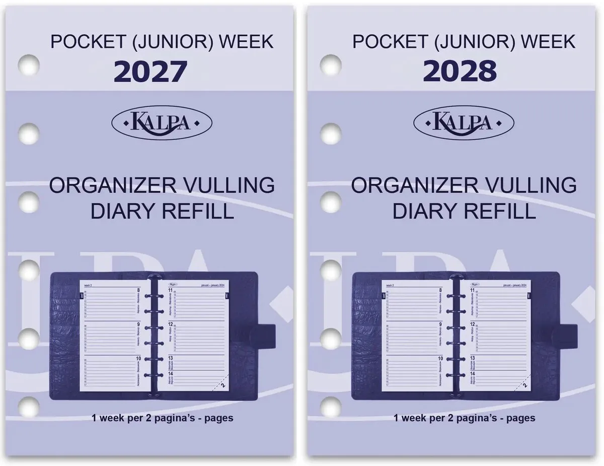 Kalpa 6237-27-28 125 x 80 mm Pocket Agendaplanner Vulling 1 Week per 2 Paginas NL EN 2027 2028 van Kalpa in Wit – productfoto