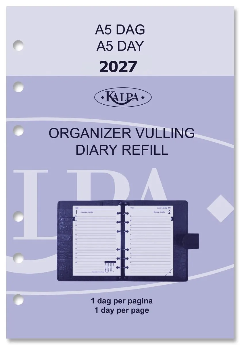 Kalpa 6301-27 210 x 144 mm A5 Planner Vulling 1 dag per pagina compleet 2027 NL EN by Kalpa in White – product photo