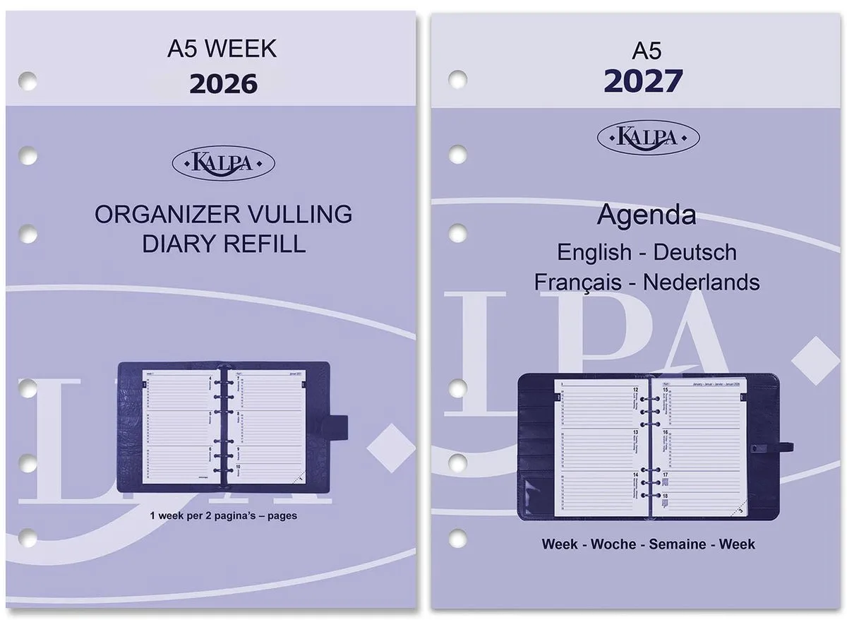 Kalpa 6307-26-27 210 x 144 mm A5 6 Ringagenda Organizer Vulling NL EN 2026-2027 by Kalpa in White – product photo
