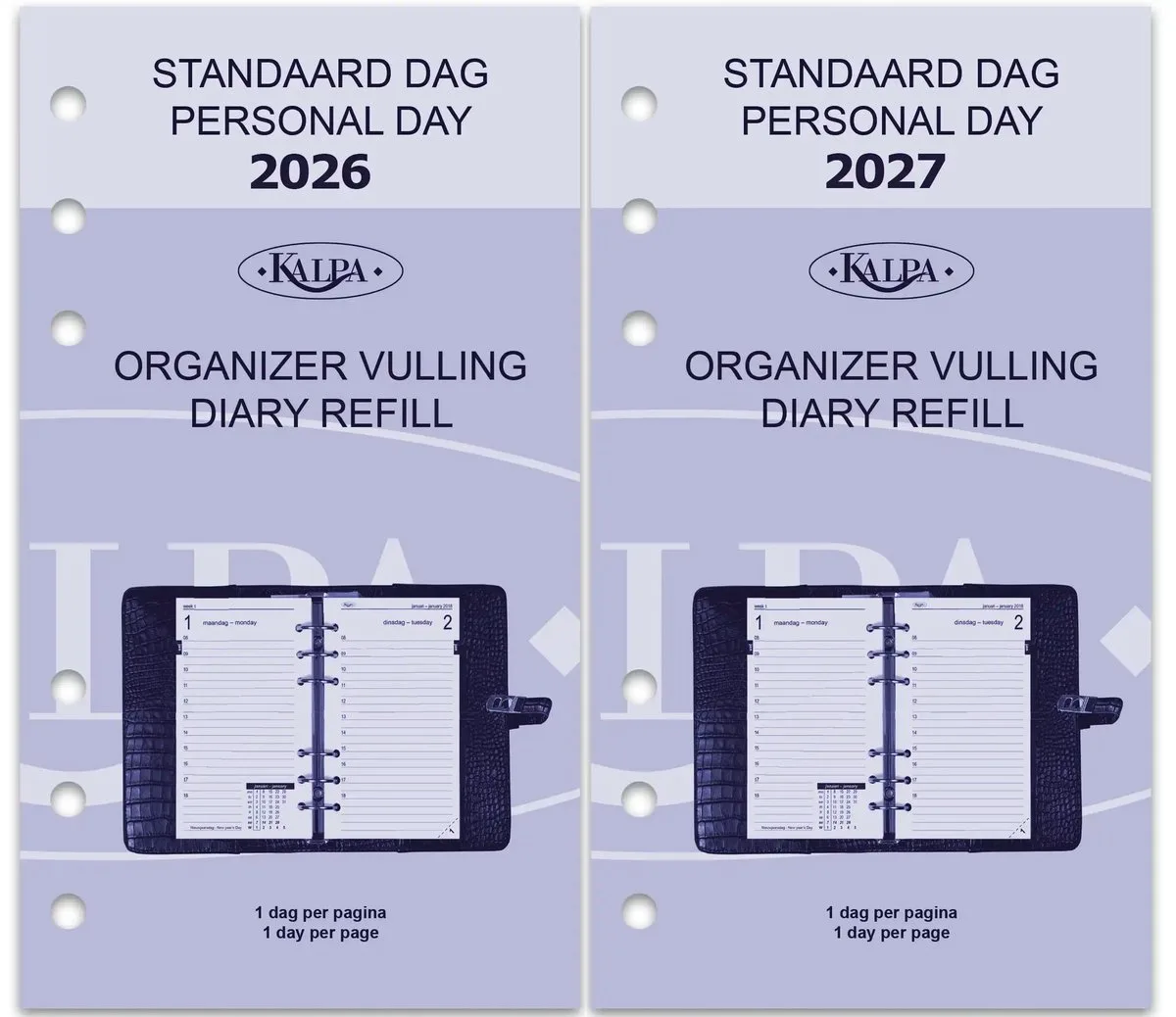 Kalpa 6311-26-27 170 x 95 mm Personal Agendaplanner Vulling 1 Dag per Pagina Jaardoos EN NL 2026 2027 by Kalpa in White – product photo