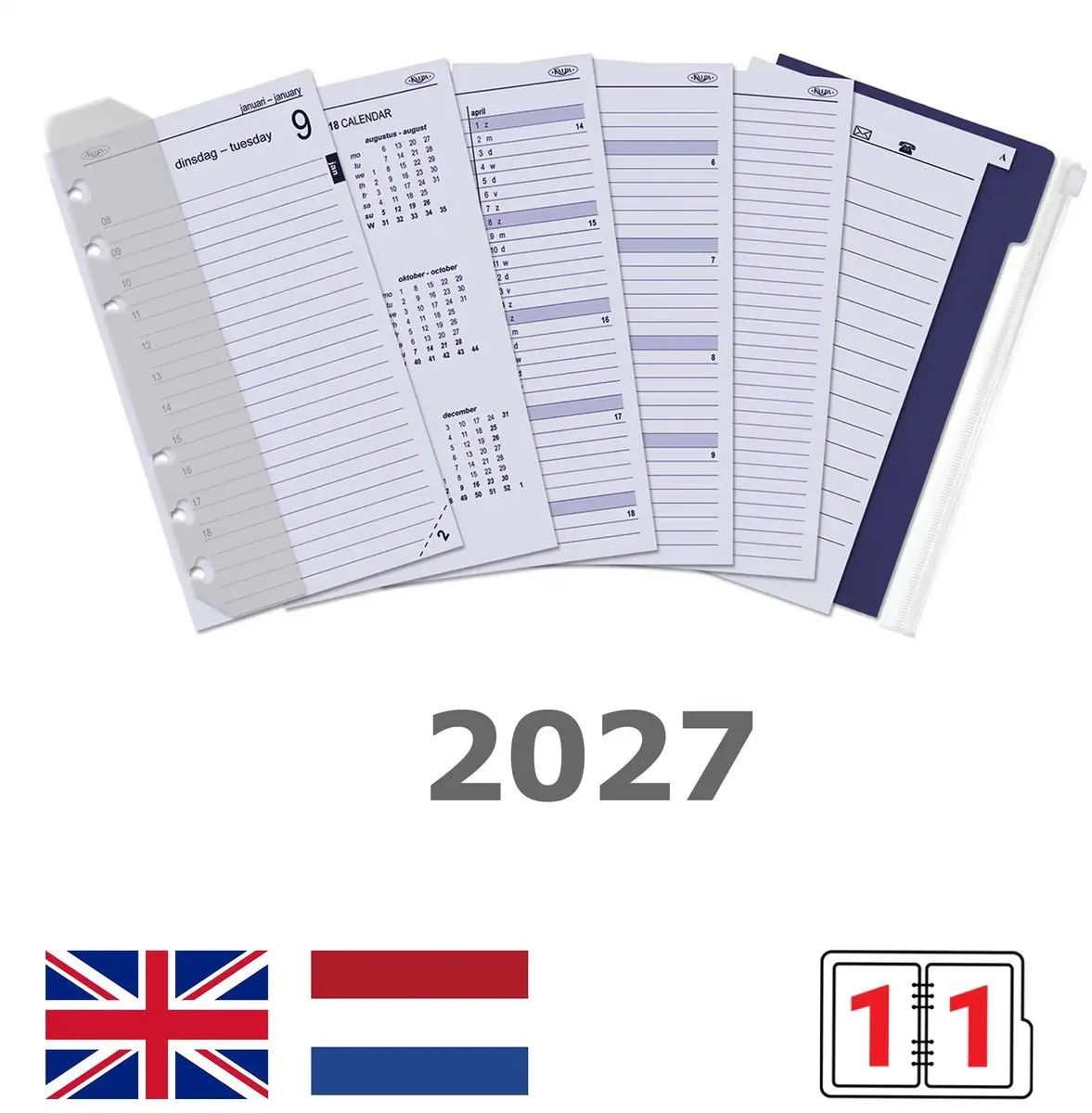 Kalpa 6311-27 170 x 95 mm Personal Agendaplanner Vulling 1 Dag per Pagina Jaardoos EN NL 2027 van Kalpa in Wit – productfoto