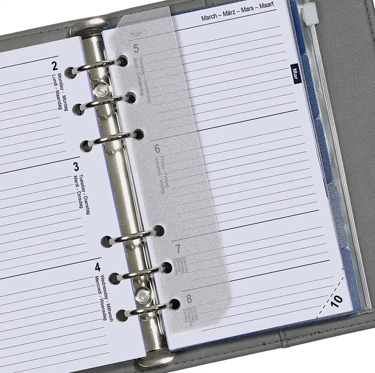 Kalpa 6316-26-27 170 x 95 mm Personal Binder Agenda-inzetstukken Jaardoos 1 Week per 2 Paginas EN DE FR 2026 2027 by Kalpa in White – product photo