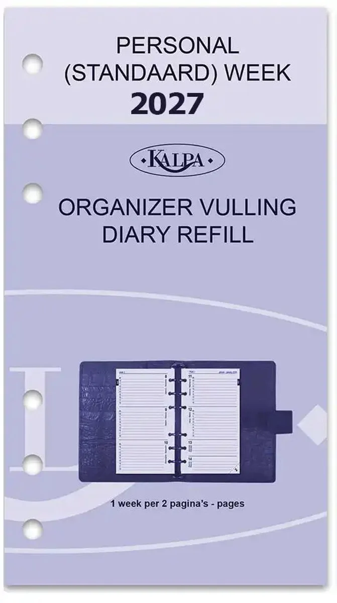 Kalpa 6317-27 170 x 95 mm Personal 6 Ringagenda Organizer Inzetstukken 1 Week per 2 Paginas Jaardoos 2027 by Kalpa in White – product photo