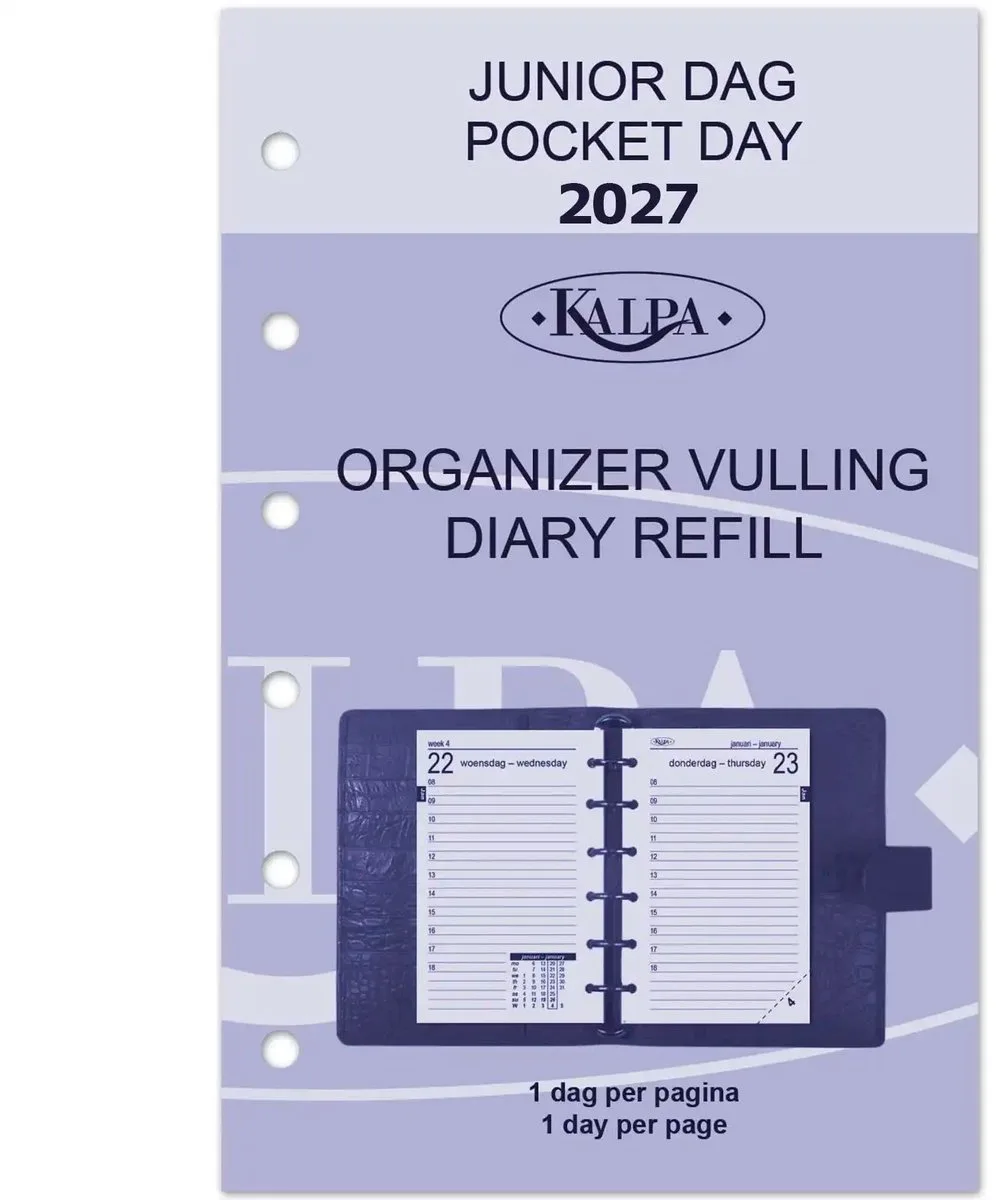 Kalpa 6331-27 125 x 80 mm Pocket Planner Organizer Vulling 1 Dag per Pagina Jaardoos EN NL 2027 van Kalpa in Wit – productfoto
