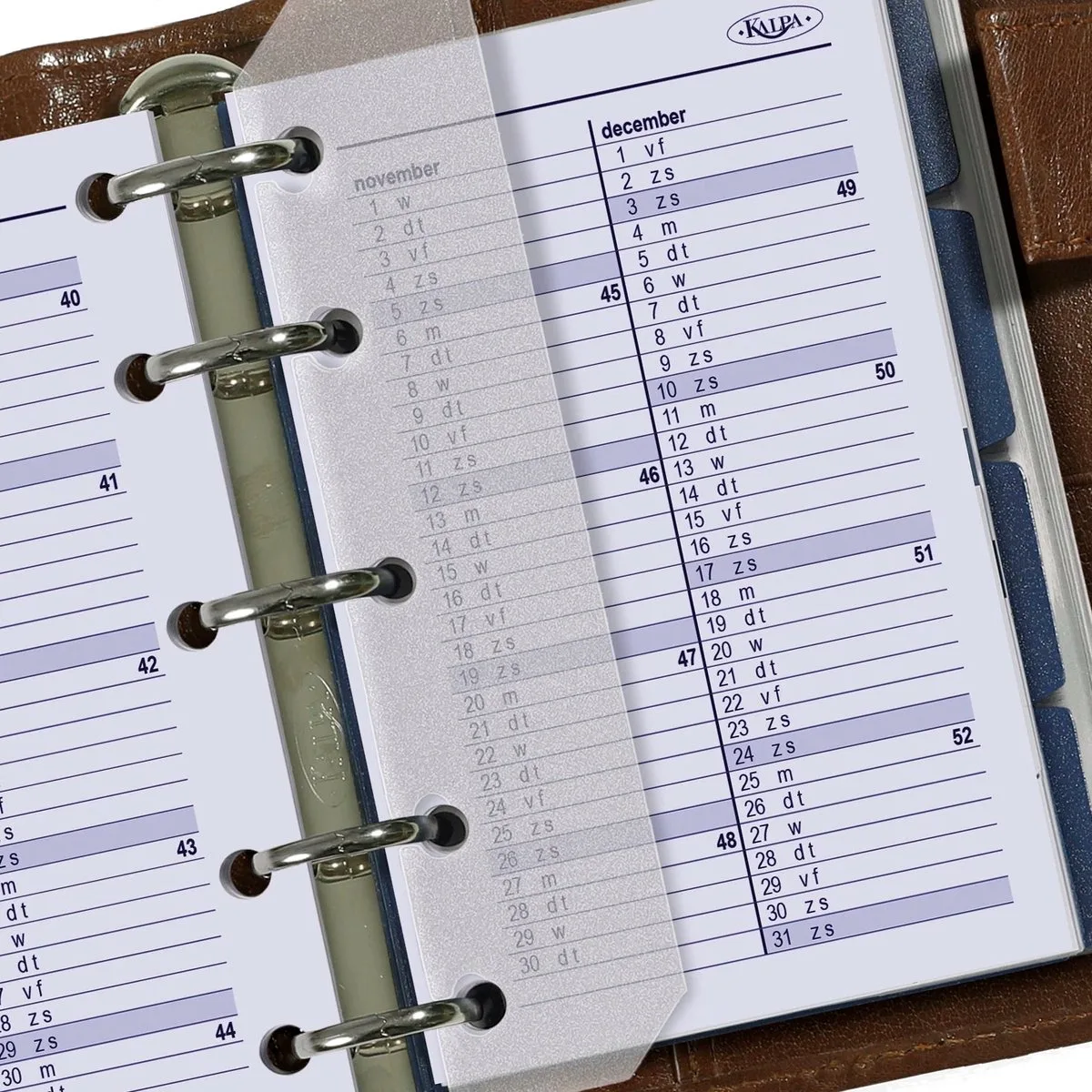 Kalpa 6347-26-27 104 x 68 mm mini Planner Organizer Inzetstukken Jaardoos NL 2026 2027 van Kalpa in Wit – productfoto