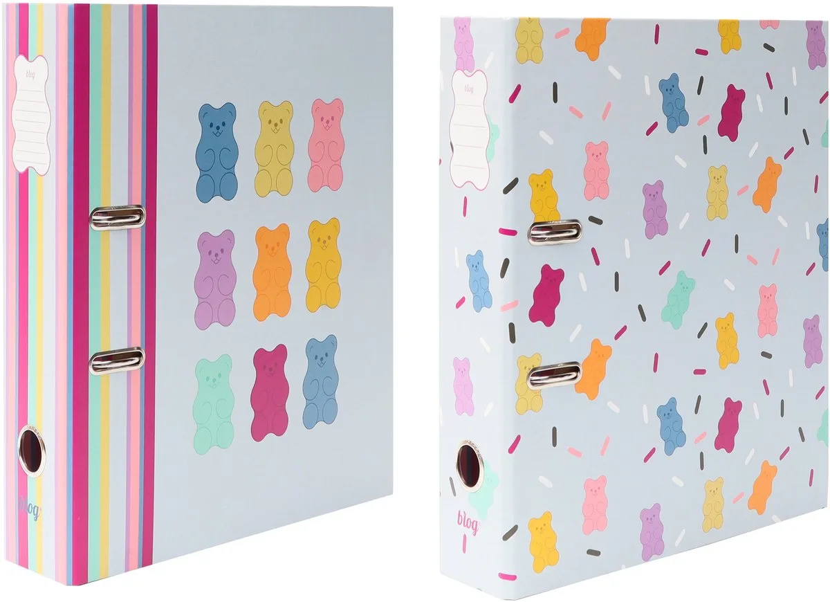 Ancor ordner - B'LOG SWEET CANDY - formaat A4 - 2-rings - 2 stuks - met aardbeiengeur van Kangaro in Assorti – productfoto