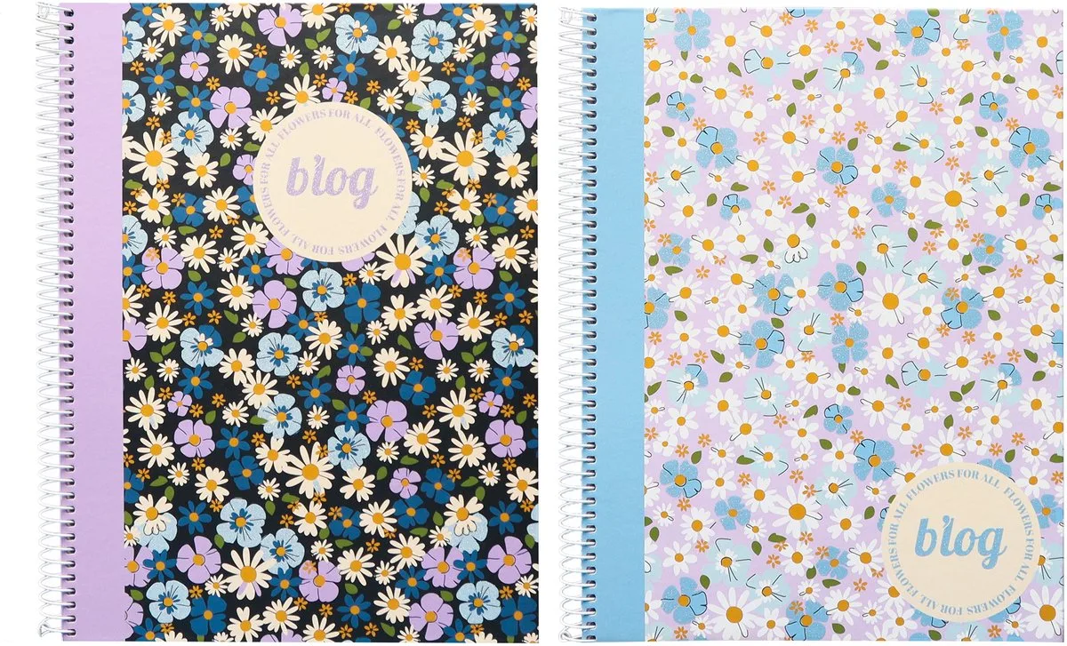 Ancor spiraalblok - B'LOG FLOWERS - formaat A4 - met ruit 5mm - 2 stuks by Kangaro in Assorti madeliefjes A4 ruit – product photo