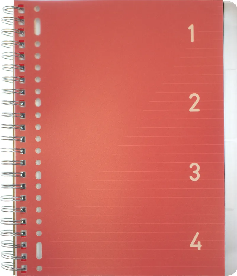 Collegeblock 4in1, DIN A4, 100 Blatt, liniert, rot by Kangaro – product photo