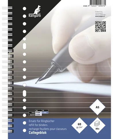 Collegeblock, DIN A5, liniert, 80 Blatt von Kangaro – Produktfoto