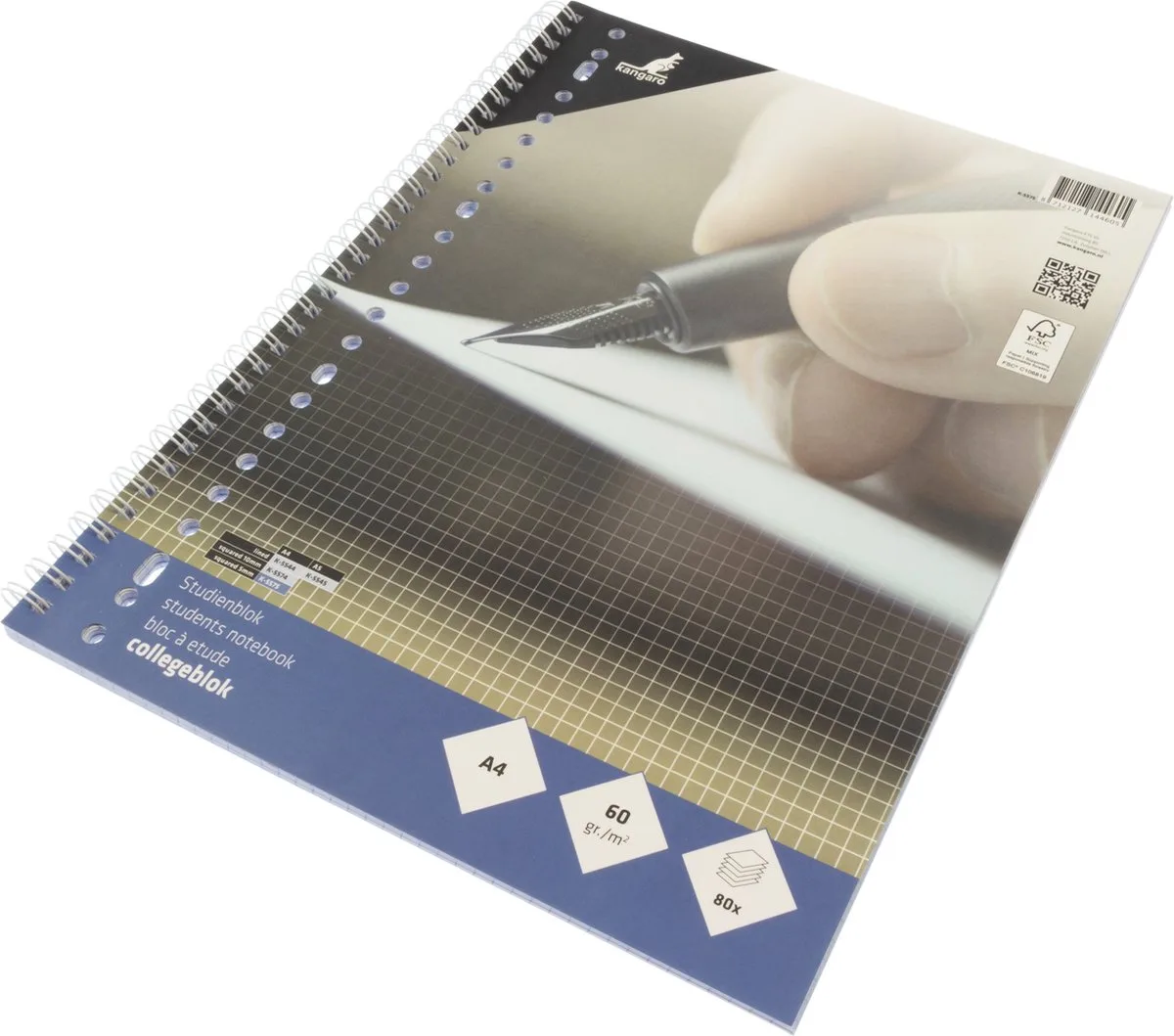 collegeblok - A4 - ruit 5mm - 23-gaats - schrijfblok by Kangaro in White – product photo