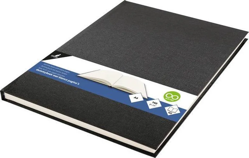 Dummyboek - A4 - 160 blanco pagina's - 140 grams - schetsboek van Kangaro in Zwart – productfoto