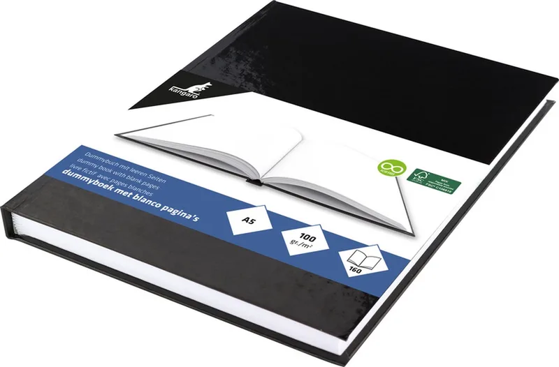 Dummyboek - A5 - 160 blanco pagina's - 100 grams - schetsboek van Kangaro in Zwart – productfoto