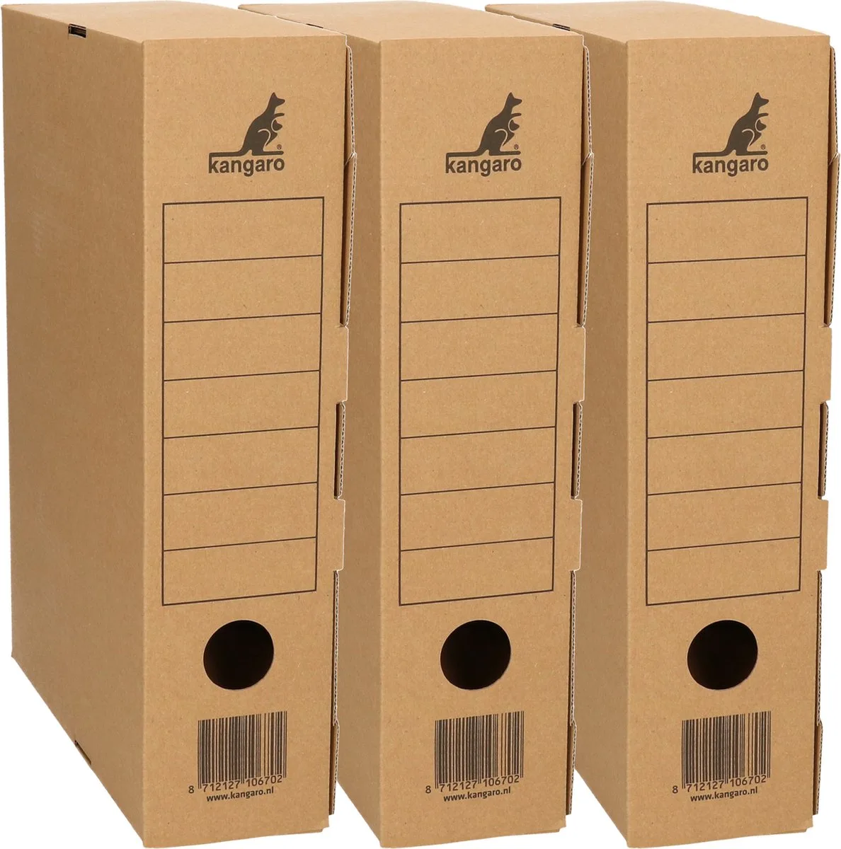 Kantoor archiefdoos karton - 5x - 32 x 22 cm - A4 - Archiveren - Kantoorbenodigdheden - Papieren stofvrij opbergen/opslaan van Kangaro in Bruin – productfoto