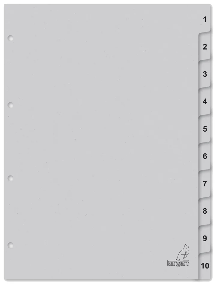 Karton-Register ECO, Zahlen 1-10, DIN A4, 10-teilig de Kangaro – photo produit