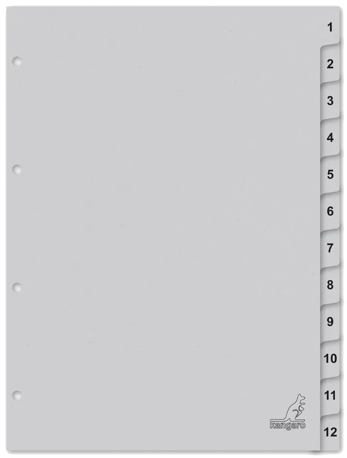 Karton-Register ECO, Zahlen 1-12, DIN A4, 12-teilig by Kangaro – product photo