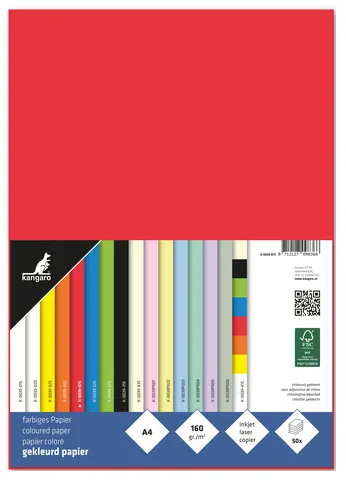 Multifunktionspapier, DIN A4, 160 g/qm, rot by Kangaro – product photo