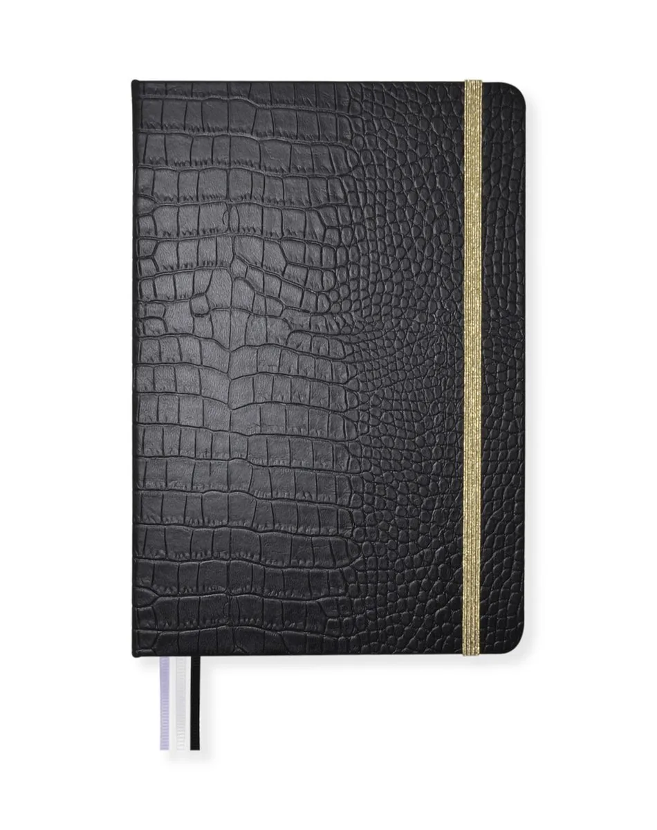 notitieboek - Pure Croco - A5 - lijn - 2 stuks - zwart van Kangaro in Wit – productfoto