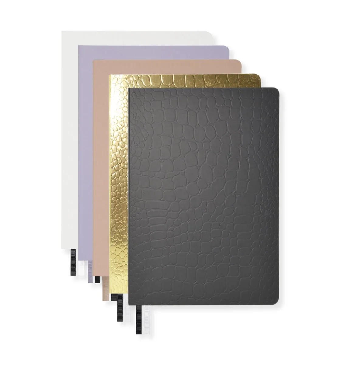 notitieboek - Pure Croco - A5 - lijn - 5 stuks assorti kleuren van Kangaro in Goud – productfoto