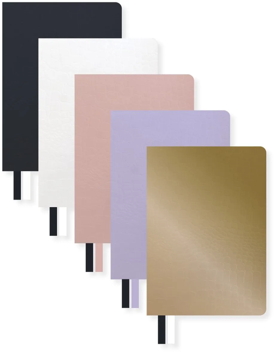 notitieboek - Pure Croco - A6 - lijn - 5 stuks assorti by Kangaro in White – product photo