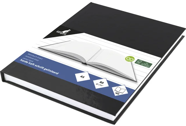 Notizbuch, DIN A5, 80 Blatt, liniert, schwarz by Kangaro – product photo