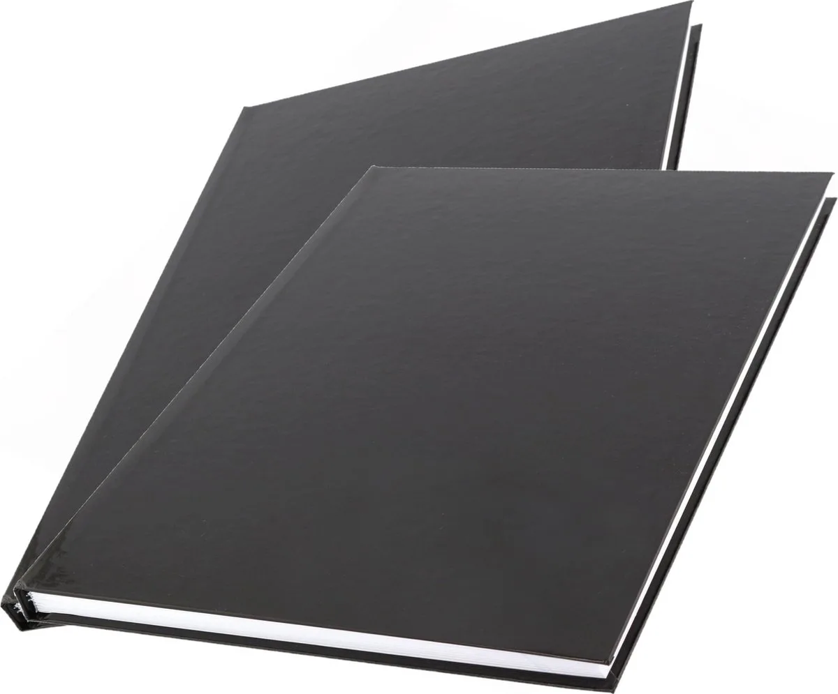 Pakket van 2x stuks schoolschriften A4 gelinieerd harde kaft - schriften voordeelset by Kangaro in Black – product photo