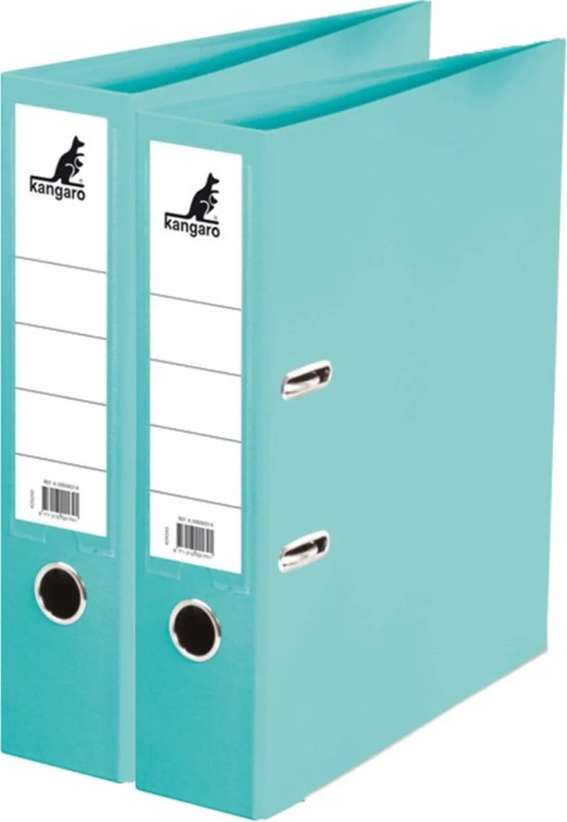 Ringband map/ordners 2 gaats A4 - 2x - 31 x 28 x 7 cm - Documenten/papieren opbergen - Kantoorartikelen van Kangaro in Turquoise – productfoto