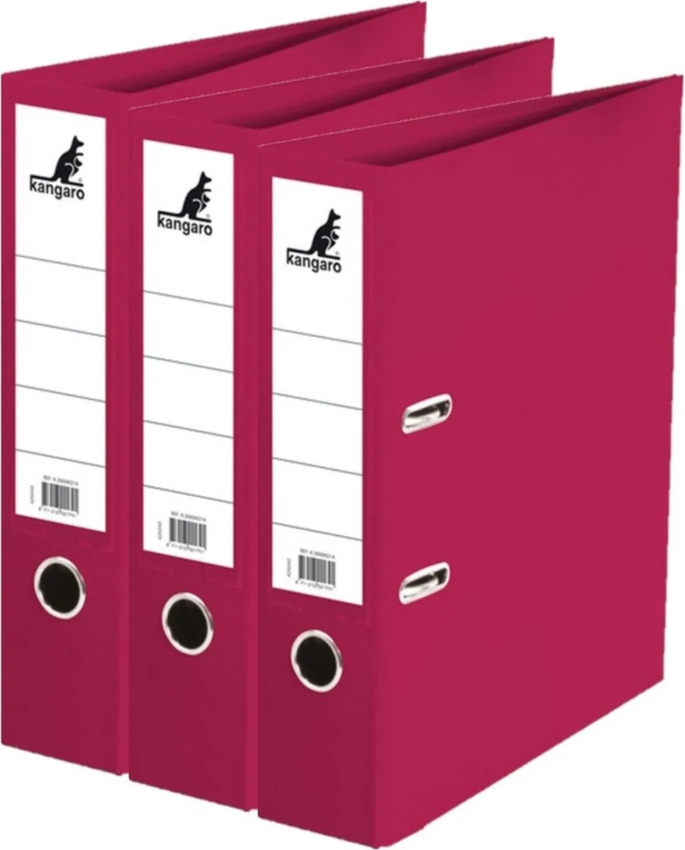 Ringband map/ordners 2 gaats A4 - 3x - rood - 31 x 28 x 7 cm - Documenten/papieren opbergen - Kantoorartikelen van Kangaro in Bordeaux rood – productfoto