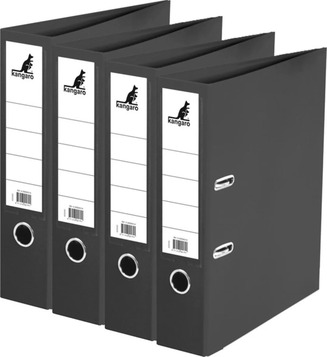 Ringband map/ordners 2 gaats A4 - 4x - 31 x 28 x 7 cm - Documenten/papieren opbergen - Kantoorartikelen van Kangaro in Zwart – productfoto