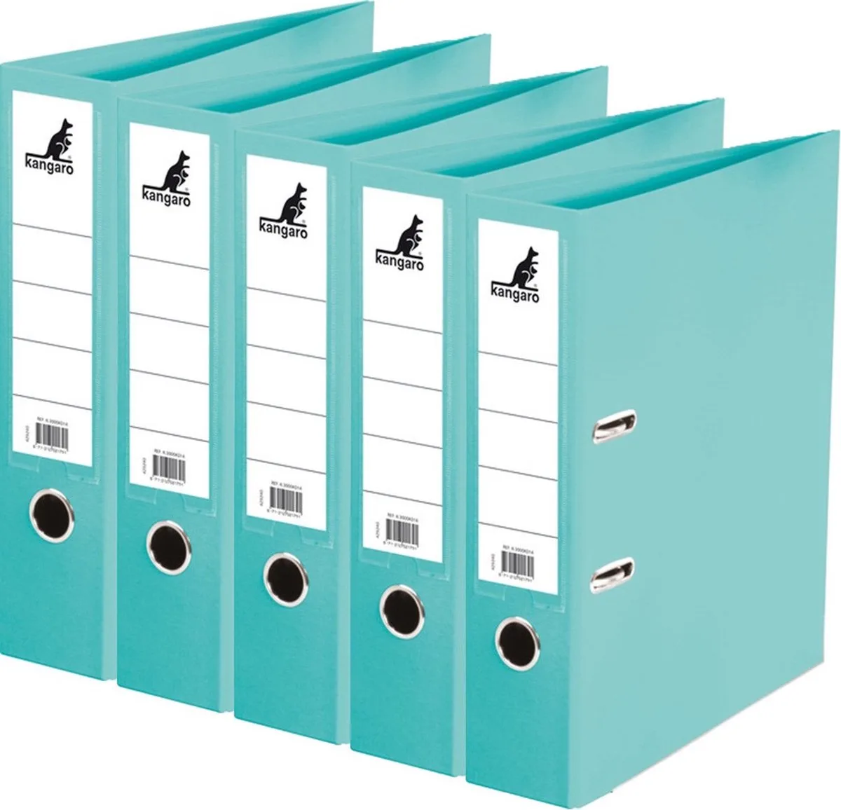 Ringband map/ordners 2 gaats A4 - 5x - 31 x 28 x 7 cm - Documenten/papieren opbergen - Kantoorartikelen van Kangaro in Turquoise – productfoto